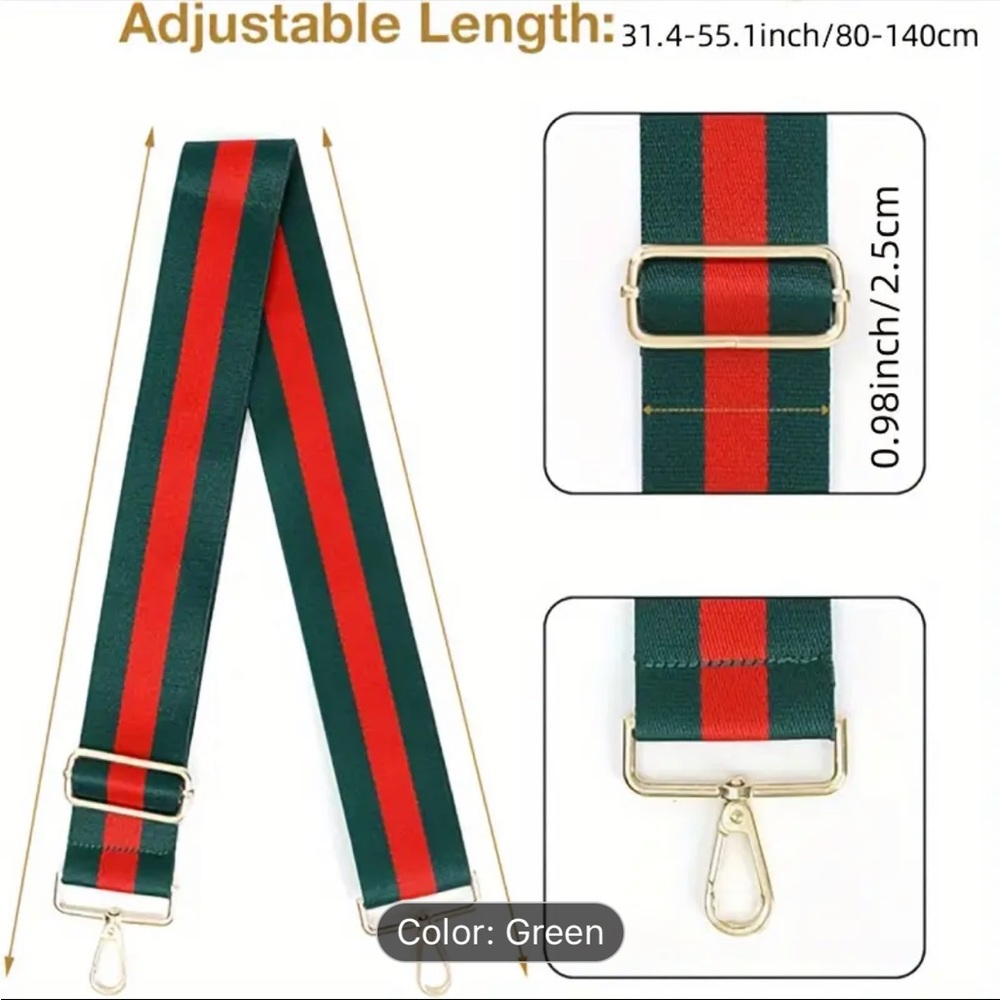 GOLD BUCKLE❤️💚Unbranded Wide Adjustable Purse Strap - Picture 4 of 6